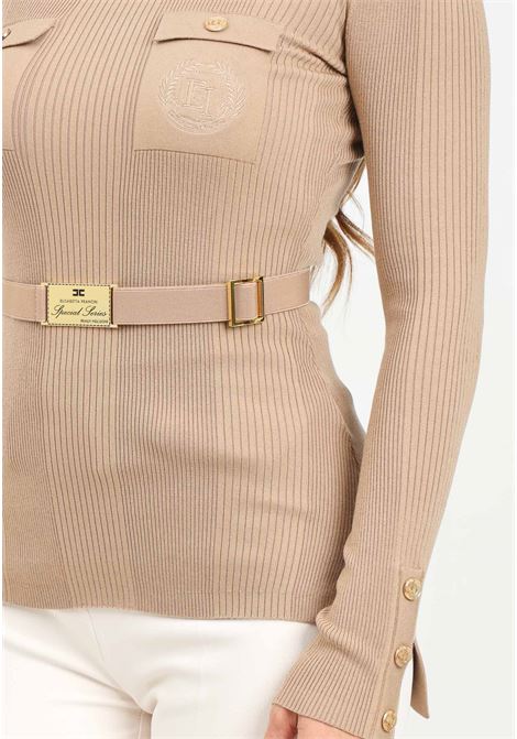 Maglioncino a collo alto beige da donna con cintura ELISABETTA FRANCHI | MK11B46E2032